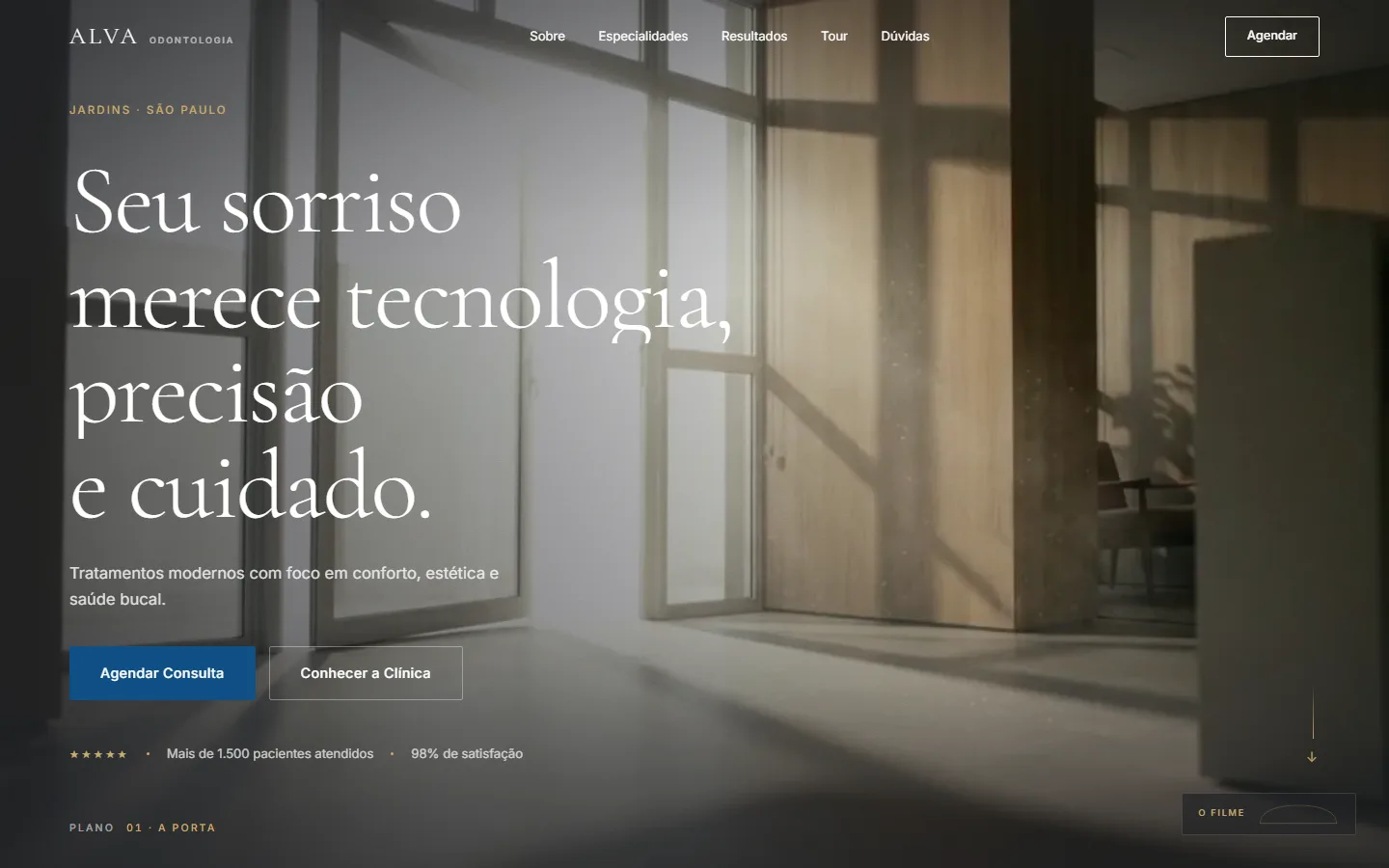 Tela inicial do site ALVA Odontologia