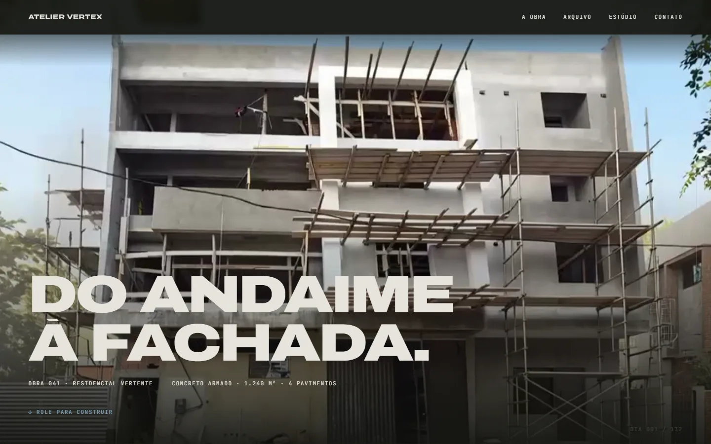 Tela inicial do site ATELIER VERTEX